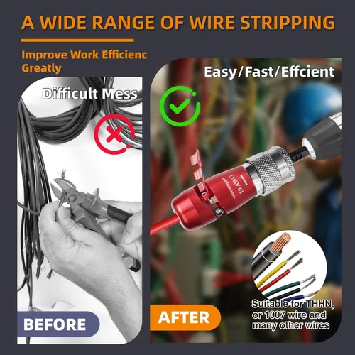 Miniatura 6 de ANGELSWORD Pelacables de 12 AWG para taladro, herramienta de pelado de cables, herramienta de electricista profesional, el compañero perfecto