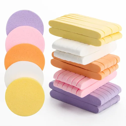 Miniatura 7 de Luxiv - 120 esponjas faciales comprimidas, 5 colores, esponja limpiadora facial, esteticistas, maquillaje comprimido, esponja facial, esponjas