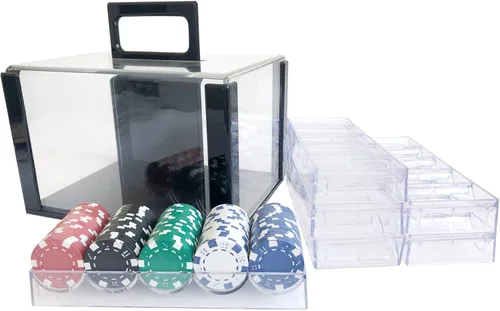 Miniatura 3 de Yuanhe Deluxe Acrylic Poker Chip Case Poker Chip Carrier(600 Chips Capacity)-With 6 Chip Racks/Chip Trays