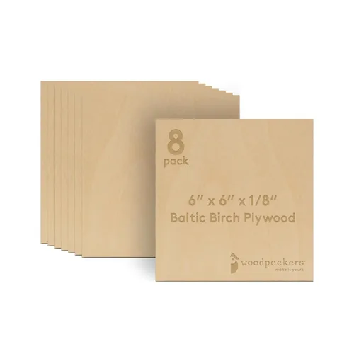 Miniatura 15 de Woodpeckers - Madera contrachapada de abedul báltico, 0.118 in, 1/8 x 5 x 7 pulgadas, paquete de 12 hojas de abedul báltico de grado B/BB, perfectas