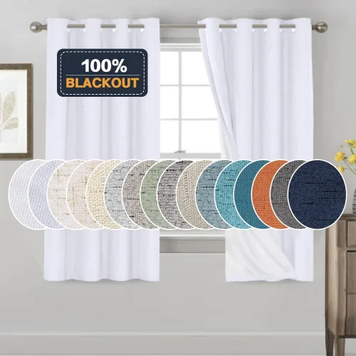 Miniatura 52 de Primitive - Cortinas opacas 100 % de lino texturizado natural para dormitorio, sala de estar, cortinas para ahorra energía, tela de arpillera
