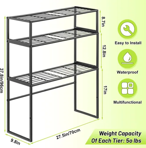 Miniatura 2 de Soporte de metal para plantas para interiores y exteriores, 3 niveles en maceta, estante para plantas, estante de exhibición de macetas resistente 3