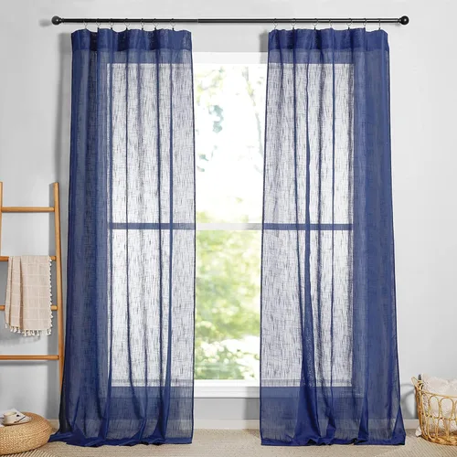 Miniatura 75 de RYB HOME Cortinas extralargas de 108 pulgadas de largo, transpirables con bolsillo para barra, cortinas traslúcidas blancas para sala de estar