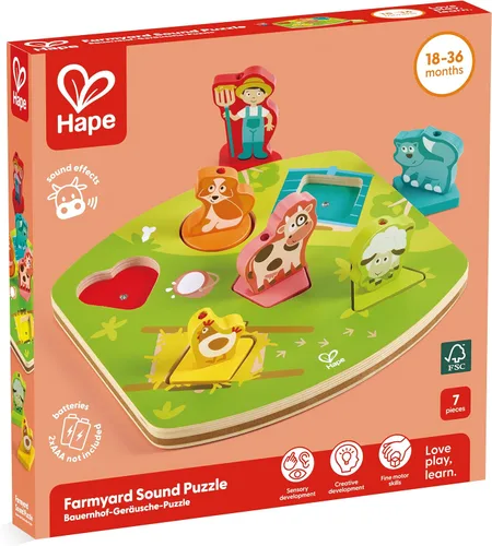 Miniatura 8 de Hape – Farmyard Sound Puzzle Game (10 pieza), multicolor, 5" x 2
