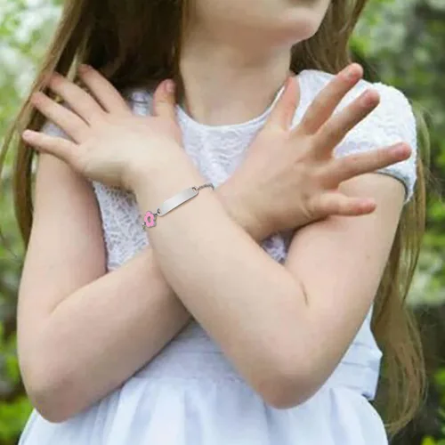 Miniatura 136 de Pulsera de barra para bebé: chapado en oro de 18 quilates, pulsera con placa de identificación personalizada para niños pequeños de mamá, nombre