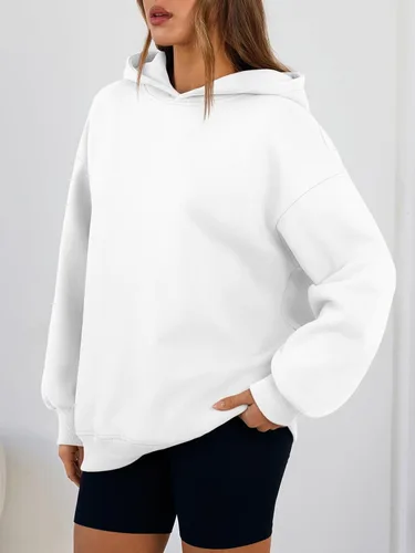 Miniatura 3 de Trendy Queen Sudaderas con capucha de gran tamaño para mujer, cómodas sudaderas de otoño a la moda 2025, trajes casuales de forro polar con bolsillos