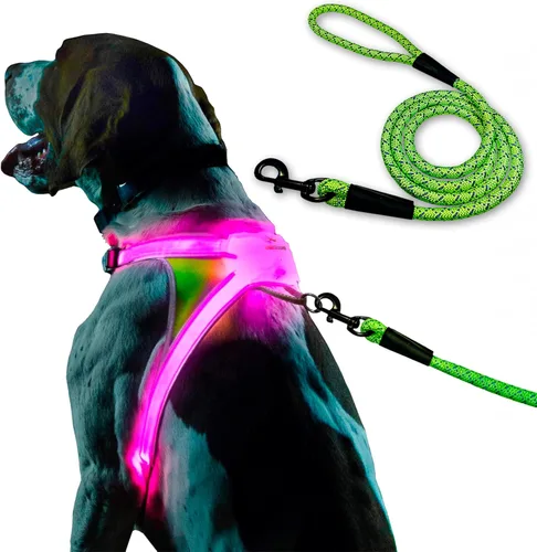 Miniatura 10 de Noxgear lighthound Revolucionario iluminado y reflectante arnés para perros incluso multicoloreado fibra óptica LED