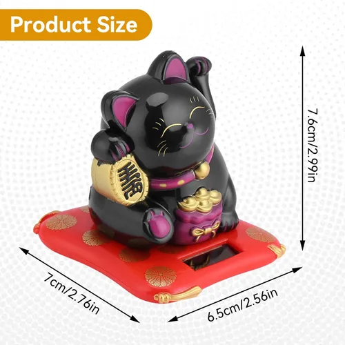 Miniatura 3 de Agatige Gato de la suerte alimentado por energía solar, brazo agitador chino de la suerte, adorno de gato de la suerte Feng Shui, decoración de gato