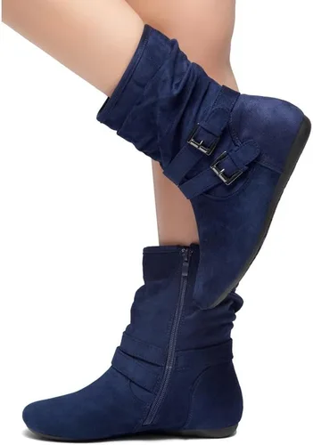 Miniatura 6 de Herstyle Lindell - Botines planos para mujer, a la moda, holgados, a media pantorrilla