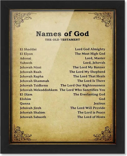 Nombres de Dios Arte Decorativo Cristiano para Pared - Lámina Artística con Versículo Bíblico Inspirador para Hogar, Oficina, Iglesia, Sala de Estar