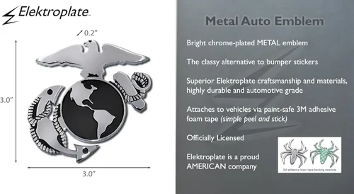 Miniatura 3 de USMC - Ancla de infantería de marina de USMC, halcón y globo terráqueo chapado en cromo, emblema de metal para auto, camión, motocicleta.
