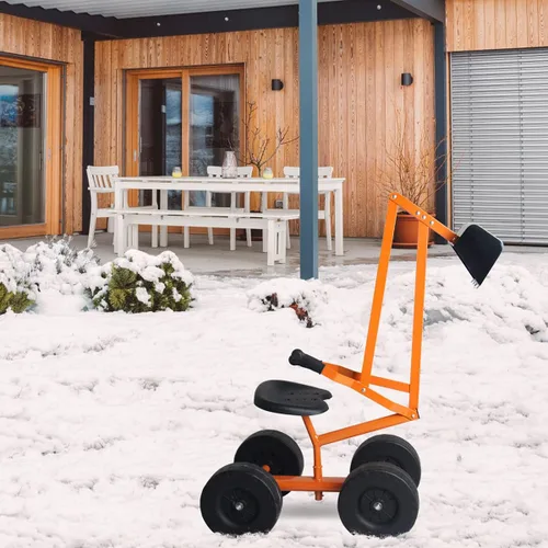 Miniatura 3 de Costzon Excavadora de arena para niños, excavadora de cuchara de excavación de acero resistente con asiento giratorio de 360°, 4 ruedas engrosadas