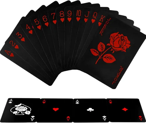 Joyoldelf Cartas de juego, baraja de cartas impermeable con patrón único y respaldo de flores, póker de PVC para fiestas, juegos y magia