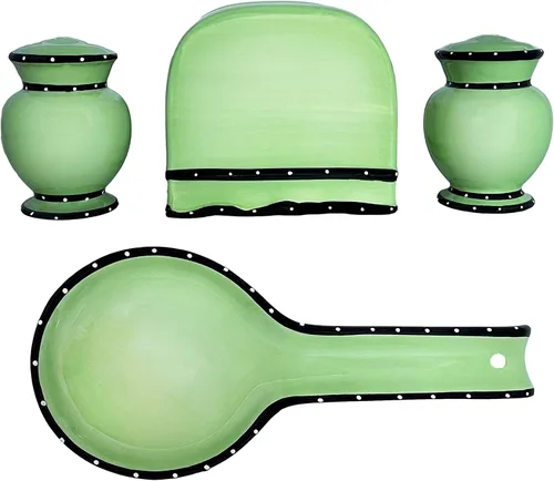 Miniatura 12 de ACK Ceramic Tuscany Roamer Rooster - Juego de 4 estufas de cerámica pintadas a mano, coctelera y salera, servilletero y soporte para cuchara, Roamer