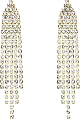 Miniatura 2 de EleQueen Austrian Crystal Chandelier Tassel Earrings Linear Drop Dangle Earrings for Women Wedding Bridal Party