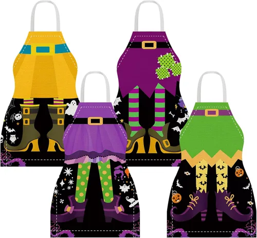 YLOLUL Delantal de cocina de Halloween, delantales de cocina de bruja, decoración de fiesta de Halloween, delantales de cocina para niños,