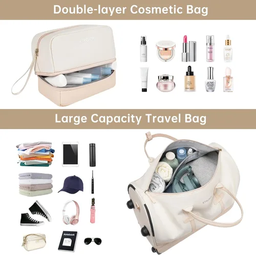 Miniatura 2 de ETRONIK Bolsa de lona con ruedas para mujer, Beige, Bolsa de lona con ruedas