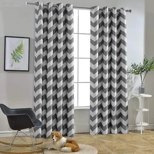 Miniatura 16 de Melodieux - Cortinas de chevron de moda para sala de estar y comedor, cortinas con ojales oscurecedores y parte superior para ventanas