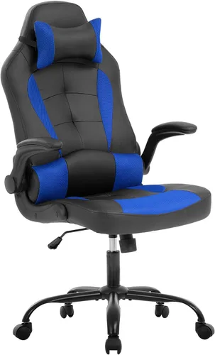 Silla ergonómica para juegos de PC, silla de oficina para computadora con reposabrazos, reposacabezas y soporte lumbar, respaldo alto, silla