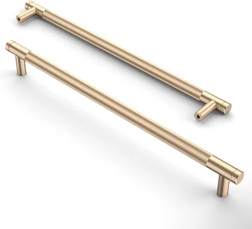 Miniatura 22 de Asidrama - Paquete de 10 tiradores para gabinete de 3 pulgadas (76mm) de color negro mate y bronce champán, manijas estriadas para gabinete
