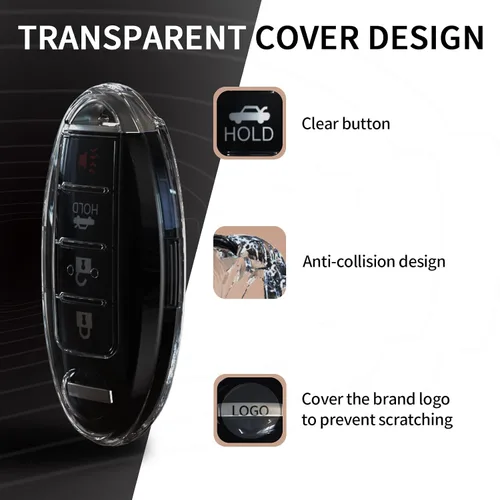 Miniatura 2 de Funda para llavero de TPU compatible con Infiniti EX FX G JX M QX Nissa Altima Armada Maxima Murano Quest Rogue botón universal ultrafina