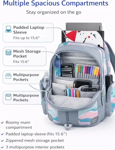Miniatura 3 de Eastsport Mochila extragrande expandible con funda para laptop de 15 pulgadas, bolsa de viaje para negocios, universidad y trabajo, Talla única, se