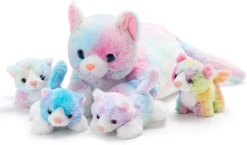 Miniatura 6 de WEWILL Conejito de peluche de 18 pulgadas, 5 piezas, juguete de peluche con 4 conejos bebés, regalos para cumpleaños y Pascua, color gris