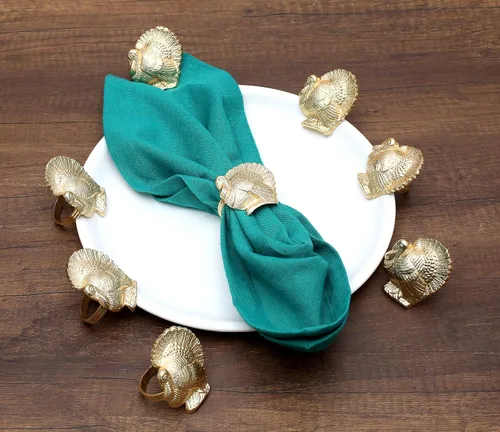 Miniatura 2 de ALPHA Living HOME Juego de 12 servilleteros de pavo y pájaros, soportes de metal modernos de alta calidad para elegantes ajustes de mesa, perfectos
