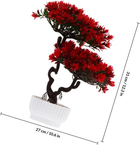 Miniatura 3 de Yardwe Plantas artificiales, árbol de pino bonsái, planta sintética en maceta, arreglos florales decorativos, decoración de Feng Shui, centros