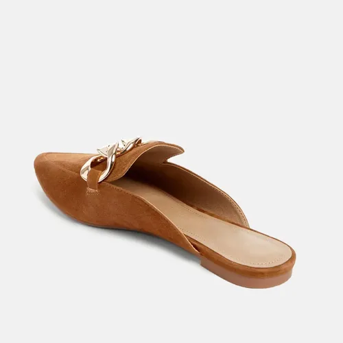 Miniatura 3 de Juliet Holy Mocasines planos para mujer, con puntera puntiaguda, sin espalda, sin cordones, con cadena de metal
