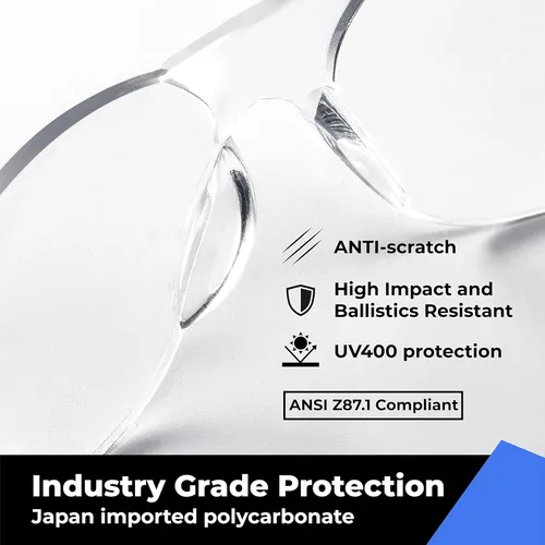 Miniatura 3 de amoolo Gafas de seguridad para hombres y mujeres, protección ocular transparente para trabajo, laboratorio, construcción