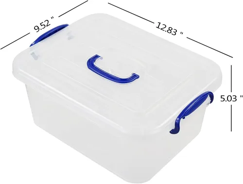 Miniatura 2 de Caja de almacenamiento de plástico transparente de 8 cuartos con asa, 2 paquetes apilables transparentes para despensa, organización del hogar