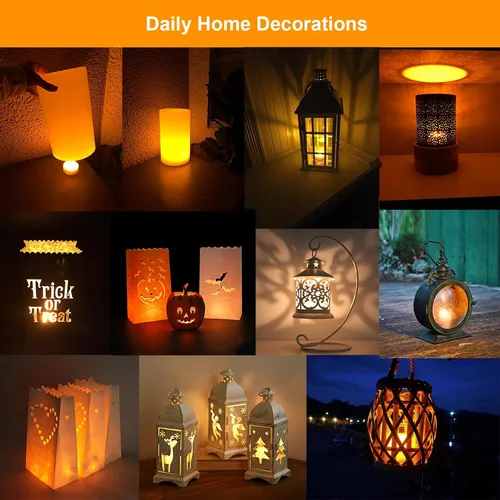 Miniatura 5 de Paquete de 4 luces de calabaza de Halloween con control remoto y temporizador, luz LED parpadeante brillante que funciona con pilas, juego de velas