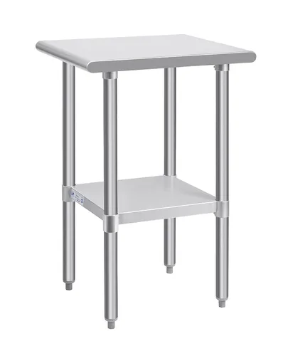 Miniatura 42 de Mesa de acero inoxidable para preparación y trabajo, con ruedas giratorias, mesa resistente, comercial NSF, con estante inferior y protector