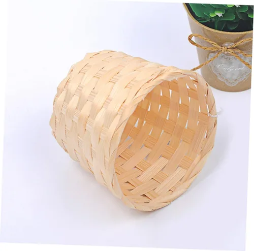 Miniatura 9 de Unomor 10 unids pequeña cesta apoyos snack Rattan Mini cesta tejida de madera para tejer cesta tejida cesta sauce comida bambú tejido flores cestas