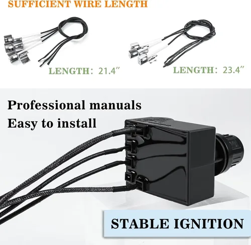 Miniatura 3 de Repuesto de encendedor de parrilla para Charbroil G511-0055-W1, módulo de encendido de 4 salidas con cables y botón de interruptor para pieza