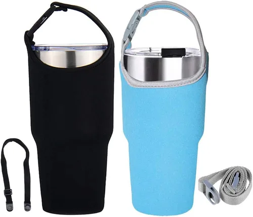 Paquete de 2 soportes para vasos, funda de neopreno con correa, bolsa de 30 onzas para YETI, Rtic, Atlin, Ozark Trail, Rambler