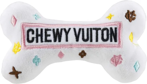 Miniatura 47 de Haute Diggity Dog Black Checker Chewy Vuiton Bone, Juguetes de Peluche de Diseñador para Perros con Chirriador Interactivo, Estimulante Hueso