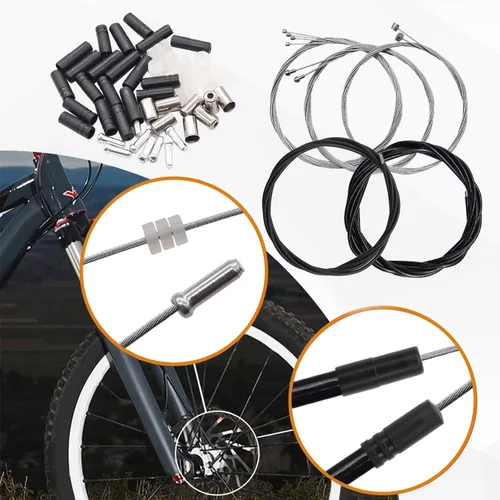 Miniatura 7 de mankk Cable universal de freno de bicicleta y cable de cambio, cable de cambio de bicicleta y kit de carcasa de cable de freno con tapas de extremo