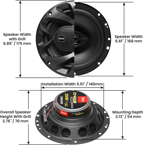 Miniatura 5 de BOSS Audio Systems CH6520B - Altavoces para puerta de automóvil de 6.5 pulgadas, 250 vatios máximo (par), coaxial, 2 vías, rango completo, 4 ohmios
