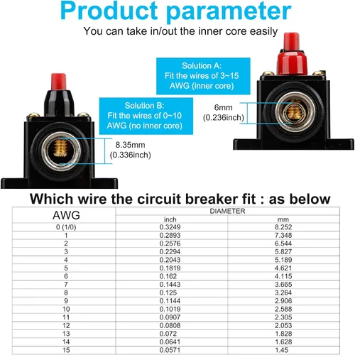 Miniatura 5 de Portafusibles de 80 amperios de 12 V-24 V CC, disyuntor de audio, portafusibles estéreo en línea para automóvil, reinicio manual, para audio