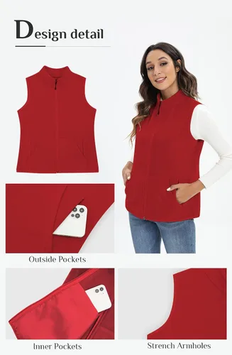 Miniatura 5 de Xeoxarel Chaleco de forro polar para mujer con 6 bolsillos (XS-2XL)