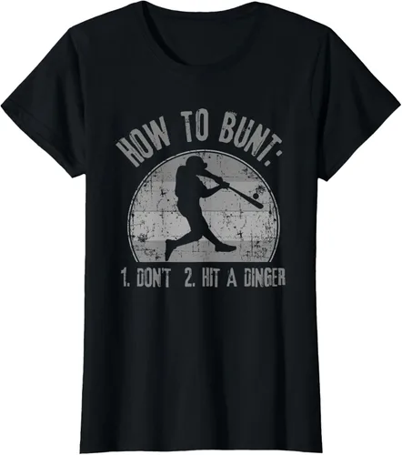 Miniatura 52 de Cómo Bunt Don't Hit A Dinger - Camiseta divertida de béisbol y sóftbol, Negro, S