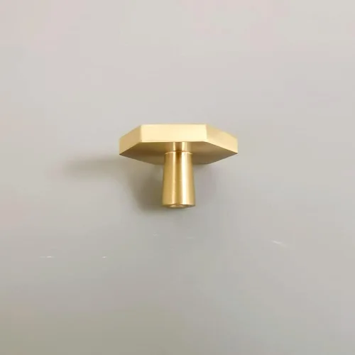 Miniatura 5 de 6 pomos hexagonales de latón macizo de 1.06 pulgadas para cajones, color bronce champán para cocina, gabinete de baño, aparador y armario