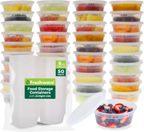 Miniatura 12 de Freshware Contenedores de almacenamiento de alimentos [240 juegos] recipientes de plástico de 12 onzas con tapas, slime, sopa, recipientes