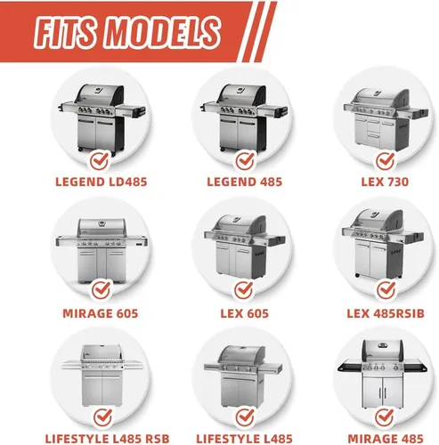 Miniatura 3 de Piezas de repuesto para parrilla Napoleon LEX485/605/730 LE LD485 Series S81001, paquete de 4 quemadores de parrilla y placas térmicas, acero