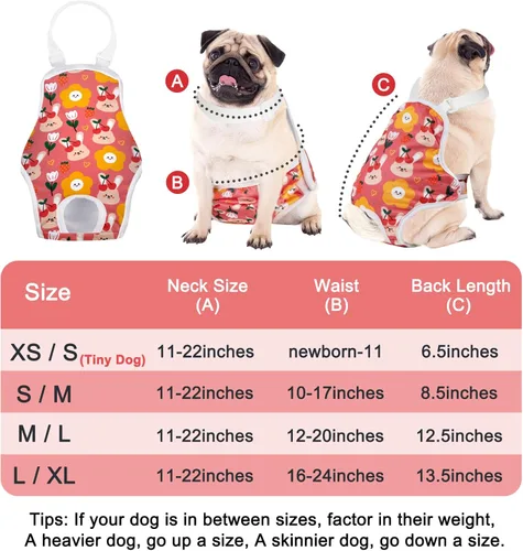 Miniatura 4 de MICOOYO Pañal Enterizo para Perro, Braguita Sanitaria con Tirantes Ajustables, Pañales Lavables para Período de Perro, Ropa Interior para Mascotas