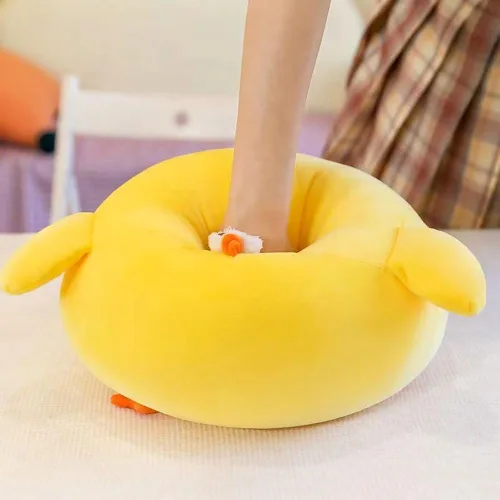 Miniatura 8 de XIYUAN Almohada de felpa de pollo gordo súper suave, juguete de peluche de 17.7 pulgadas, divertida almohada de cuello de pollo amarillo, animal