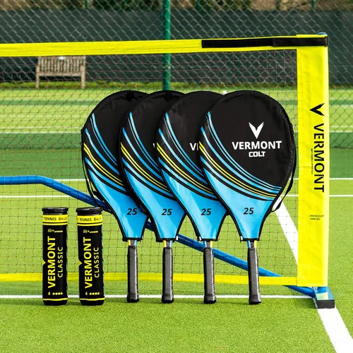 Miniatura 10 de Vermont ProCourt - Juego de mini red de tenis y raqueta Juego de tenis portátil Pelotas de tenis incluidas