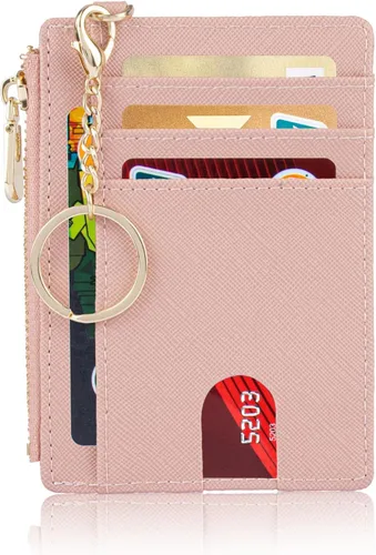 Miniatura 10 de Suweibuke - Billetera delgada de bolsillo, con bloqueo RFID, tarjetero para tarjetas de crédito, mosquetón en D, ventana para identificación